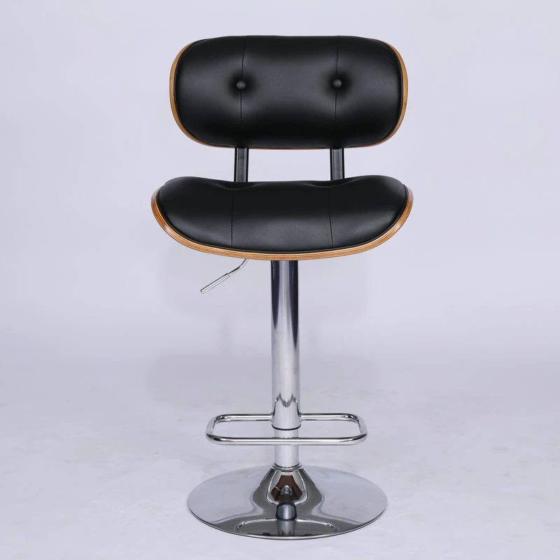 Black And Chrome Bar Stool With Swivel